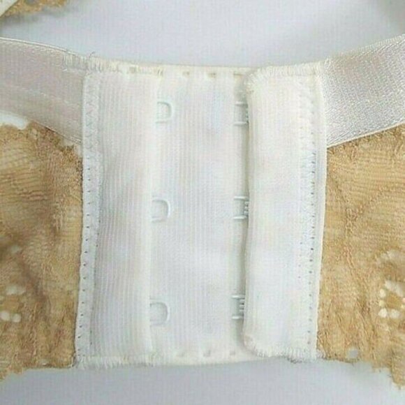 Lane Bryant Cacique Womens Bra Cotton Lace Full Coverage 38C Ivory w/ Tan Lace - Picture 6 of 8